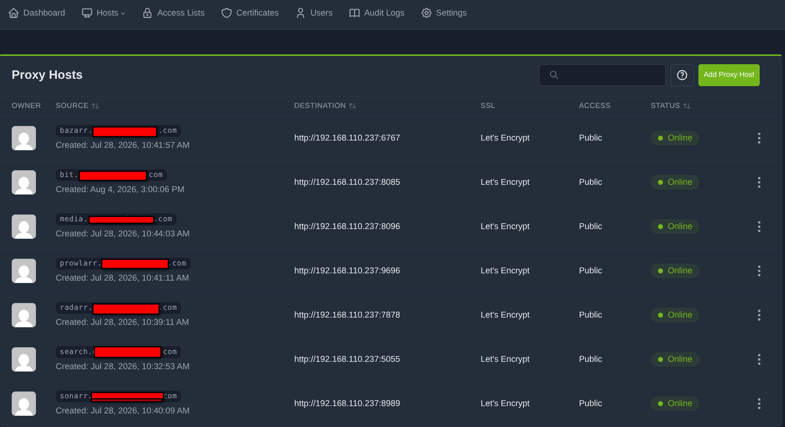 Proxy Host List
